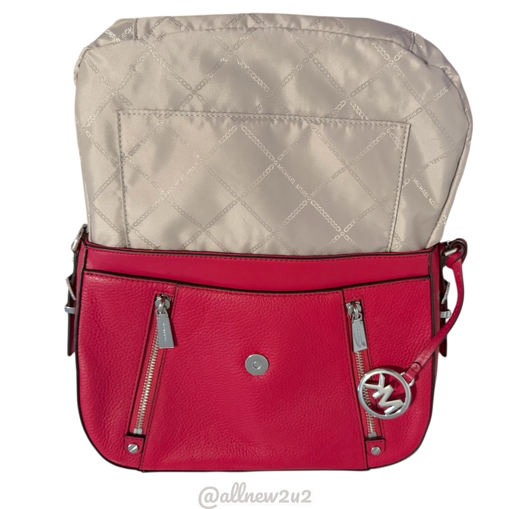 Michael Kors Medium Evie Flap Shoulder Bag Bright Red (pink) HP - Picture 3 of 14
